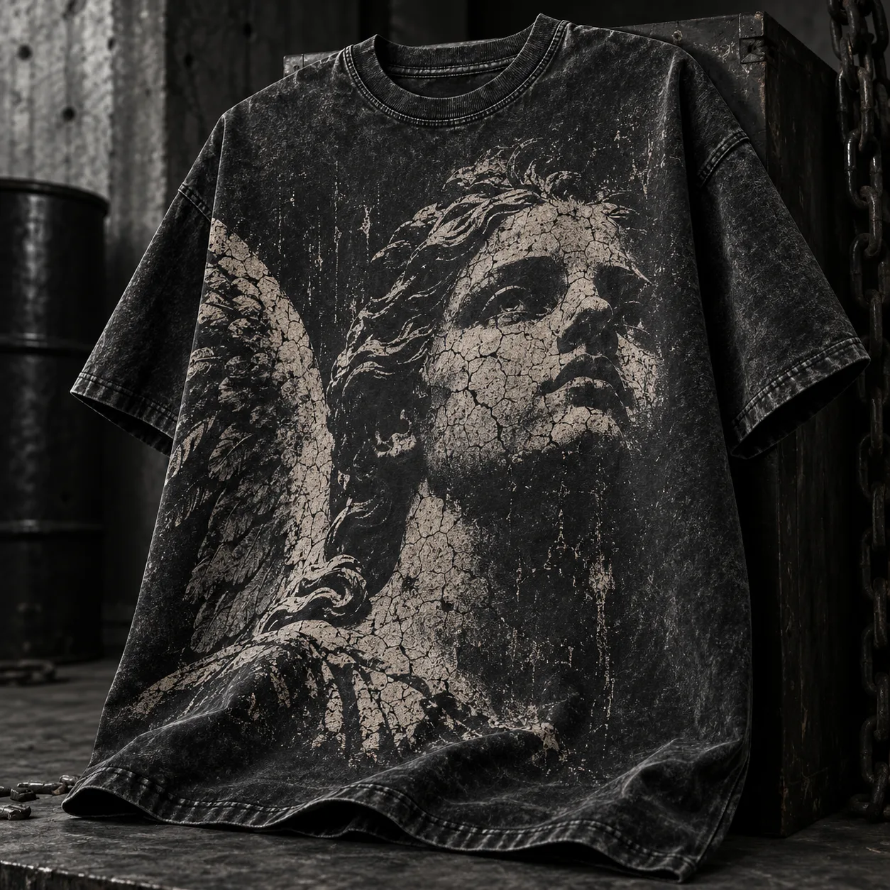 Weißes Langarm-Grafik-T-Shirt mit Rückendruck