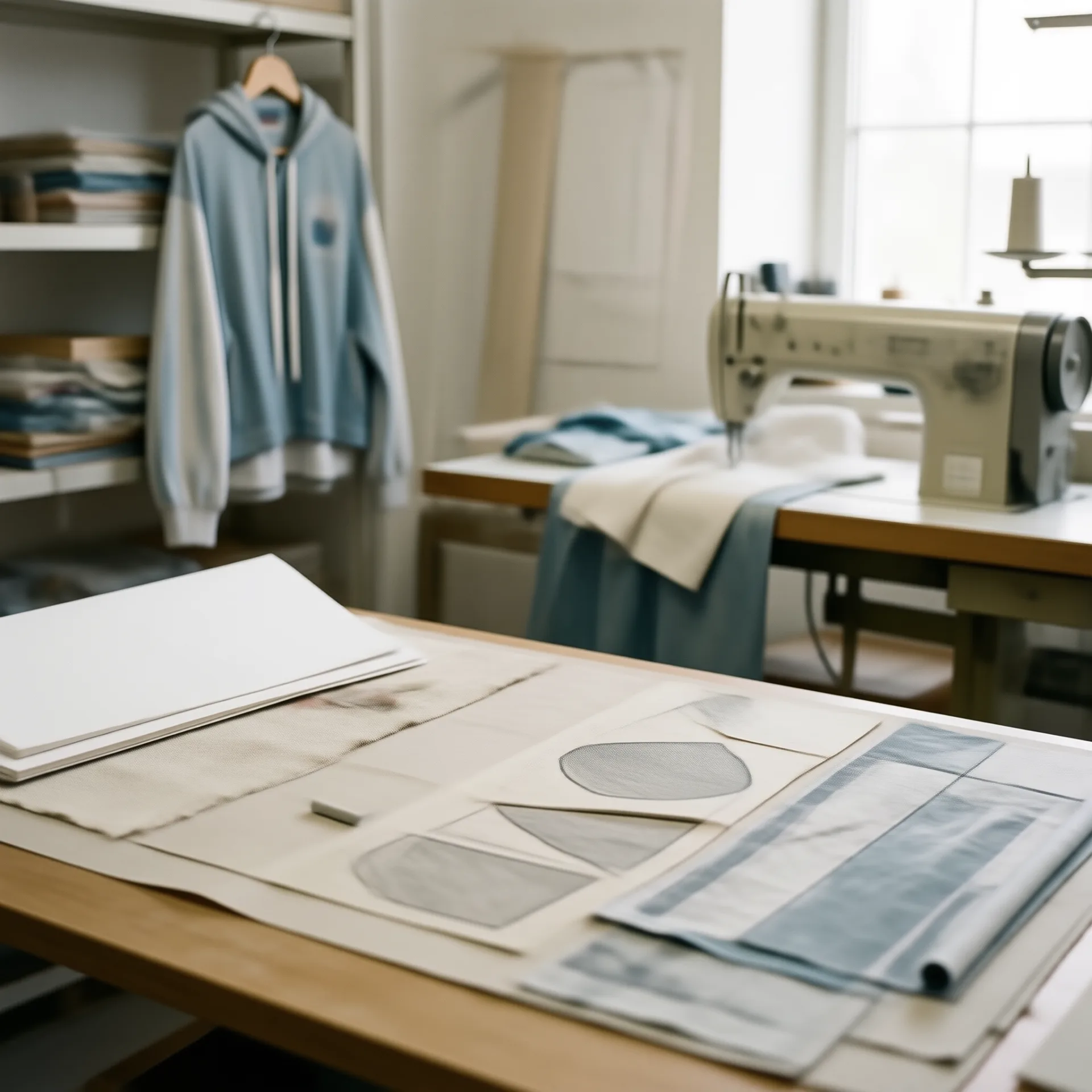Worker operating sewing and printing equipment on the GRAPHFORGE production line