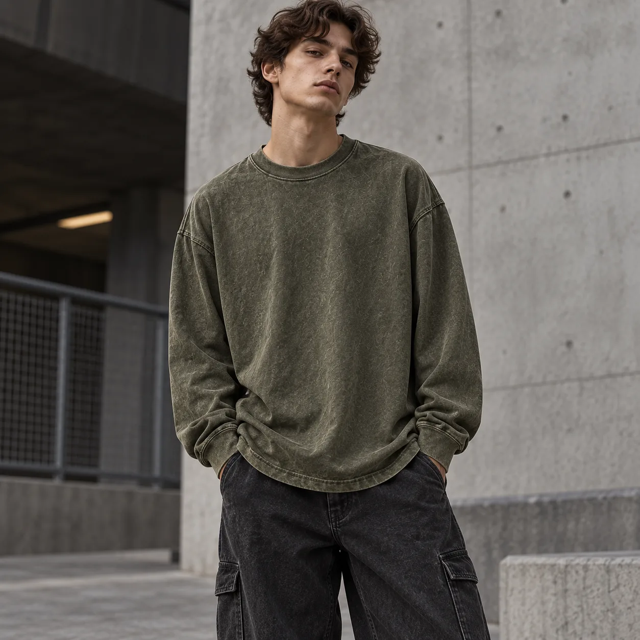 Garment-Dyed Long-Sleeve T-Shirt