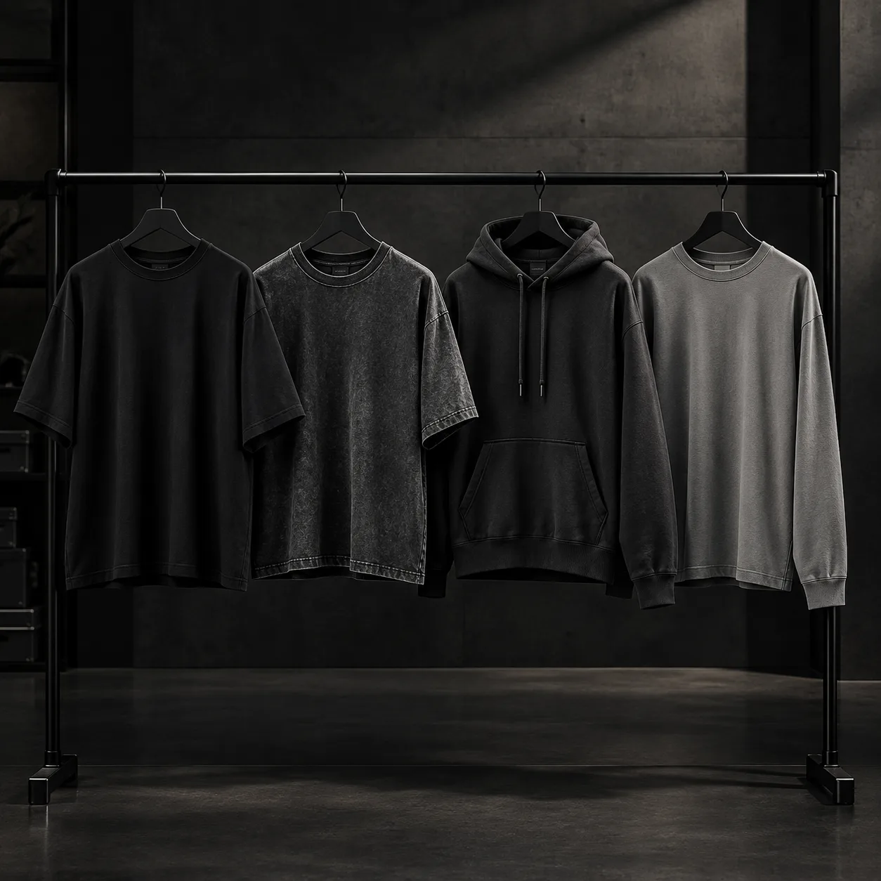 GRAPHFORGE Streetwear-Fertigung – Flachbild eines Custom-T-Shirts auf dem Produktionstisch